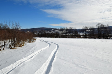 Fototapeta na wymiar Caucasus mountains at winter