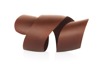 Chocolate shavings on white background