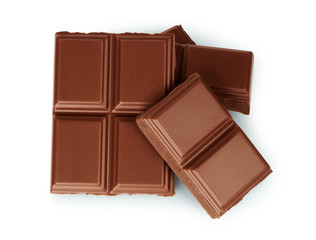 Chocolate bars isolated on white background