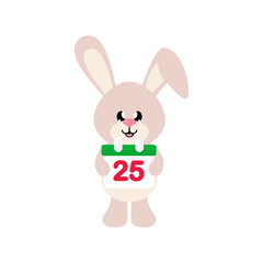 winter cartoon cute bunny with christmas calendar