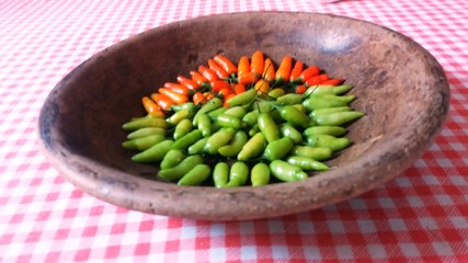 Green and red peppers