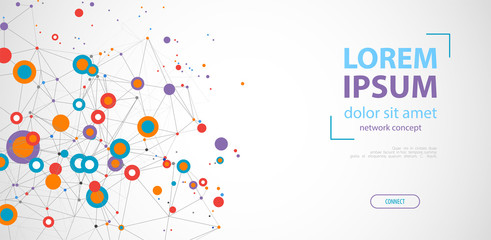 Abstract polygonal vector background with connecting dots and lines. Explode geometric shapes.