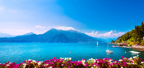 Varenna town, Como Lake district landscape. Italy, Europe. - obrazy, fototapety, plakaty