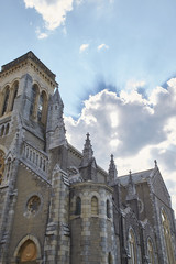 Obraz premium BIARRITZ, FRANCE - 2018: St. Charles church in Biarritz with cloud formation, Basque country, France