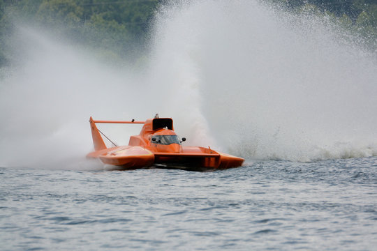 Orange Hydroplane Speed boat