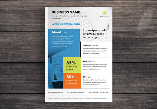 Business Flyer Layout with Blue Banner