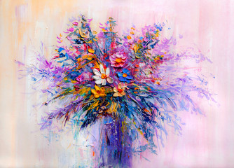 Obraz premium Oil painting a bouquet of flowers .