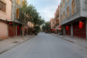 Fototapeta na wymiar Street during Chinese National Holiday in Kashgar, Xinjiang (China) III