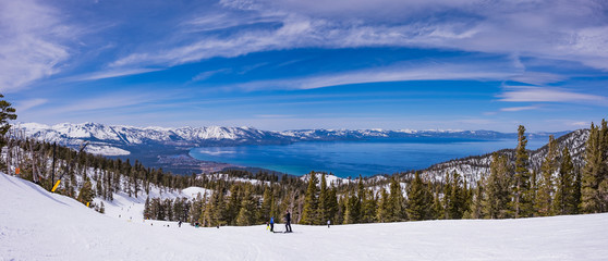 Lake Tahoe from Heavenly Resort ski trail - skiing - Activity all over - panoramic