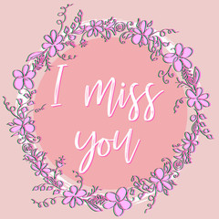 Valentine pink background with starry lights and an inscription I miss