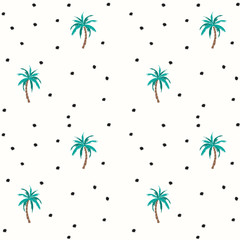 Palm trees and coconuts vector seamless pattern