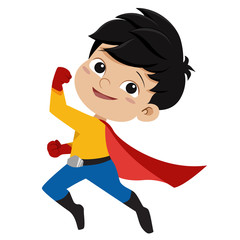 Boy wearing superhero costume.vector and illustration.