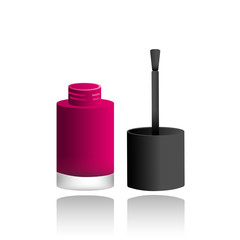 Obraz premium Vector illustration icon of pink nail polish with big brush