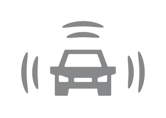 Vector smart car icon. Intelligent vehicle, automobile with wifi symbol and sign illustration on white background.