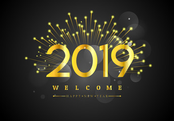 2019 Happy New Year Background for your Seasonal Flyers and Greetings Card or Christmas.