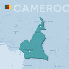 Fototapeta premium Verctor Map of cities and roads in Cameroon.