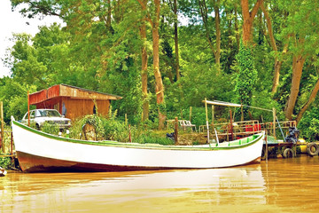 departure of the boat. excursion on the river Kamchia in Bulgaria