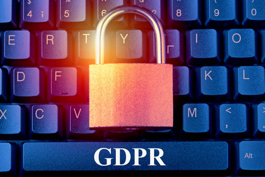 General Data Protection Regulation GDPR - Padlock on computer keyboard. Internet data privacy information security concept. Toned.