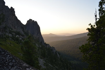 Fototapeta na wymiar landscape mountains nature sky rock valley sunset