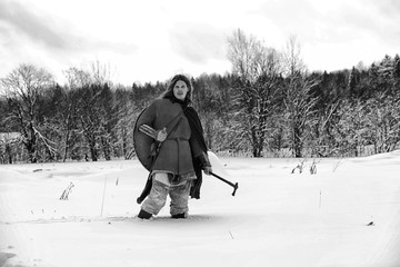 Defender the young warrior in armor