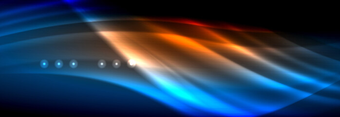 Liquid neon flowing waves, glowing light lines background