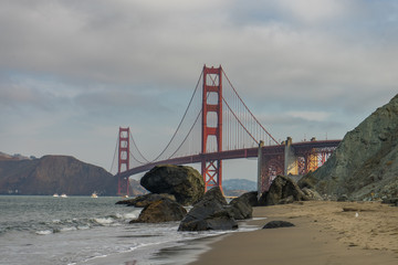 Golden Gate Bridge alongside Rock