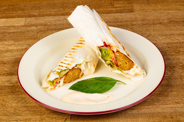 Vegetarian shawarma with falafel