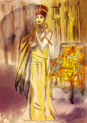 Fototapeta premium Nefertiti. An hand drawn illustration. Freehand drawing, painting.