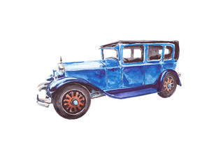 Car of the last century. Twentieth Century. Watercolor.