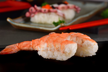 Shrimp nigiri sushi couple