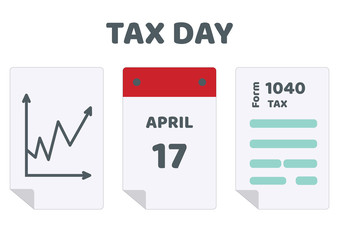 Vector illustration of deadline for Federal income tax returns, 1040 form in the USA. IRS.