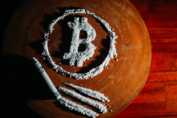 bitcoin symbol. Bitcoin as a drug