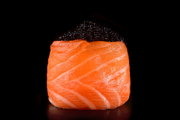Sushi isolated on black background