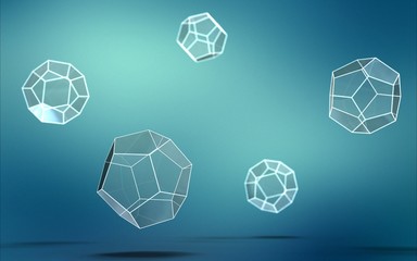 3d illustration of dodecahedron isolated on dark background	
