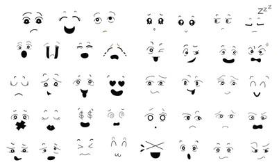 Big Set of Cute Face Expressions