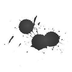 Black ink paint spots. Drops texture isolated on white background. Vector illustration.