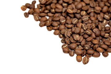 Naklejka premium Coffee beans close-up on white background