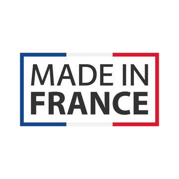Quality mark Made in France, colored vector symbol with French tricolor isolated on white background