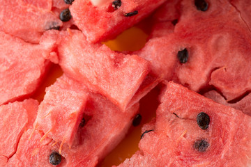 ripe watermelon flesh closeup macro texture background