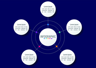 Business infographic template with 5 options circular shape