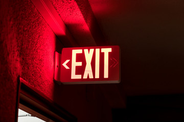 red exit light sign