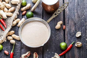 Malaysian peanut sauce for satay ayam or chicken skewers