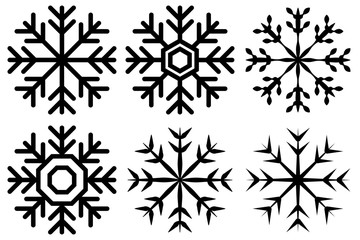 Diferentes copos de nieve sobre fondo blanco.