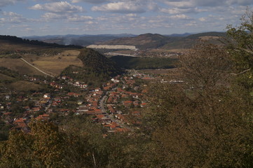 Fototapeta premium View from the hill of the fortress - Deva, Transylvania, Romania