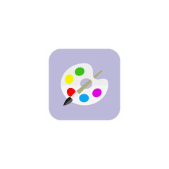 Paint brush with palette icon. Flat design style.