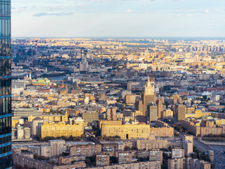 aerial view of center of Moscow with Kremlin