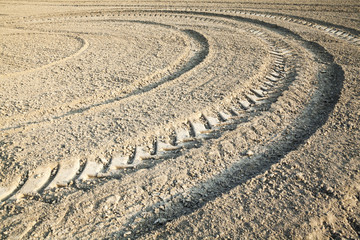 Wheel tracks on the ploughed field