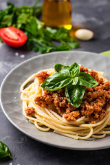 Pasta Bolognese. Spaghetti with meat sauce 