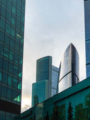 Obraz premium glass skyscrapers in Moscow city in autumn dusk