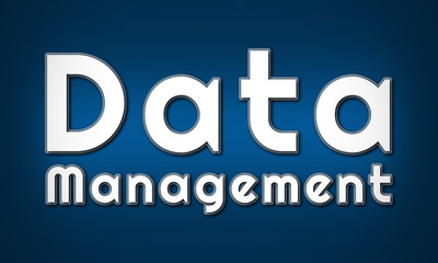 Data Management - clear white text written on blue background